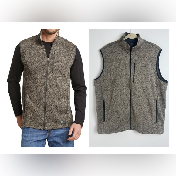Eddie Bauer Men's Size XL Taupe Gray Radiator Sweater Fleece Vest 2.0 Outdoors - Picture 1 of 11